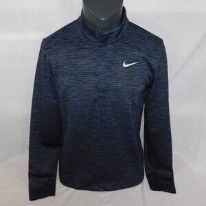 Nike Dri-Fit Victory Mens M Blue Black Striped 1/4 Zip Long Sleeve Golf Pullover